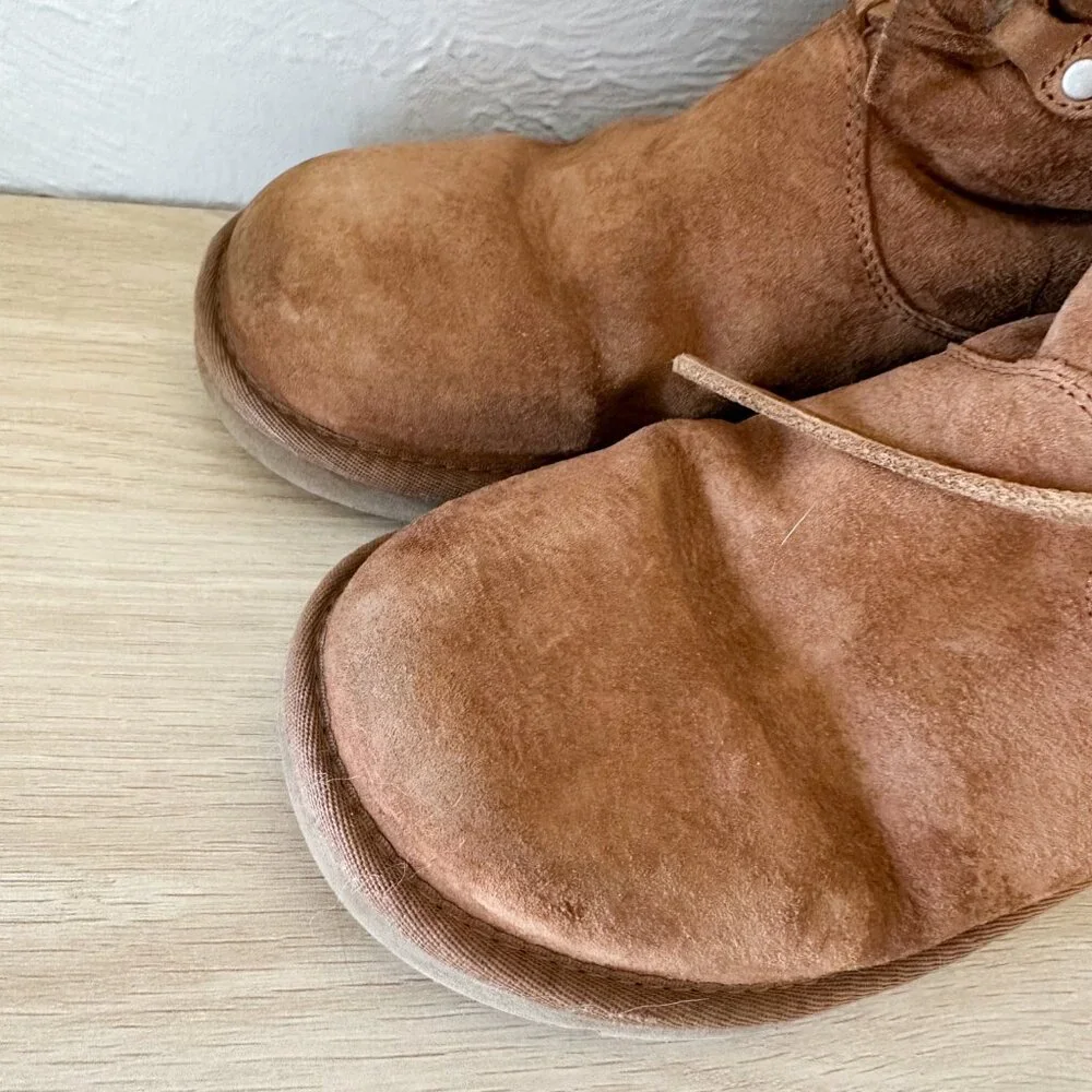 UGG | Australia Montclair Cuffed Suede Sheepskin Lace-Up Boots‎ in Chestnut